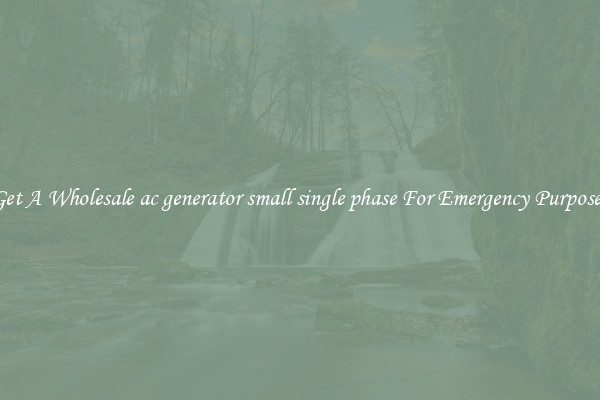 Get A Wholesale ac generator small single phase For Emergency Purposes