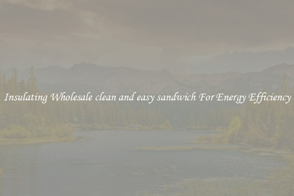 Insulating Wholesale clean and easy sandwich For Energy Efficiency
